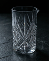 Cut crystal Mixing Glass with diamond cross-hatch pattern, pour spout, and weighted base.